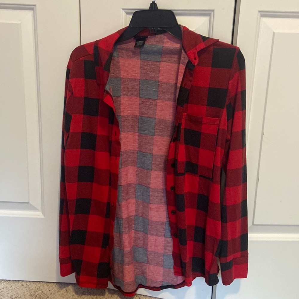Red and black flannel shirt